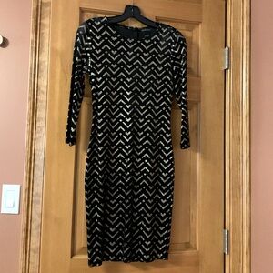 Black Velvet & Gold Cocktail Dress, SZ Small